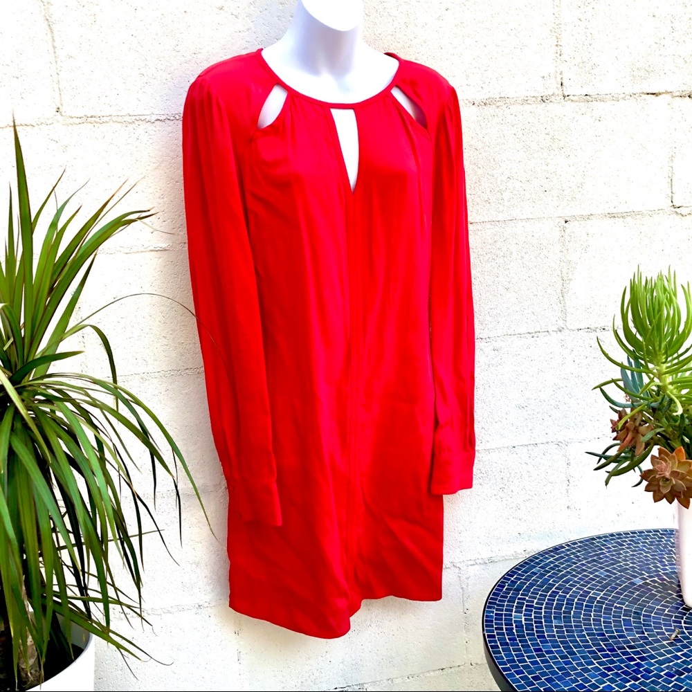 BcbgMaxazria hot pink/coral dress long sleeve